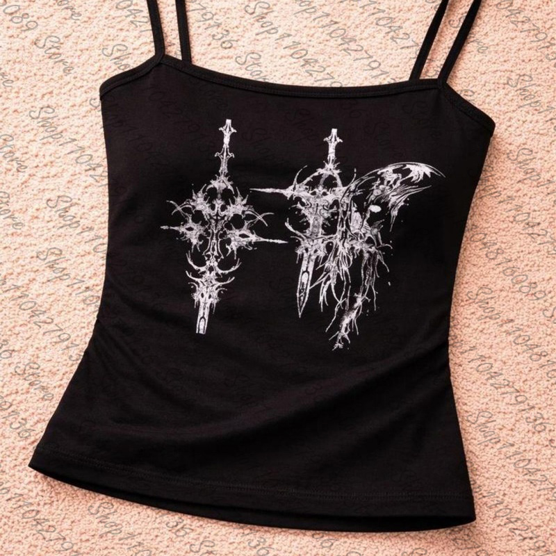 Y2K Graphic Baby Tee Crop - Gotische dames corset tanktop Y2K grafische