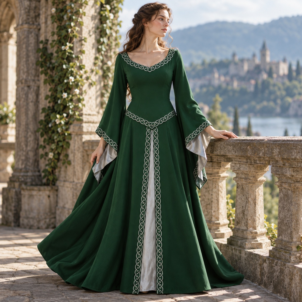 Dresses - Retro jurk met lange mouwen, ronde