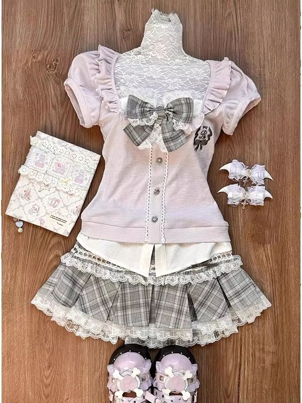 Skirts - Roze kanten patchwork top voor dames
