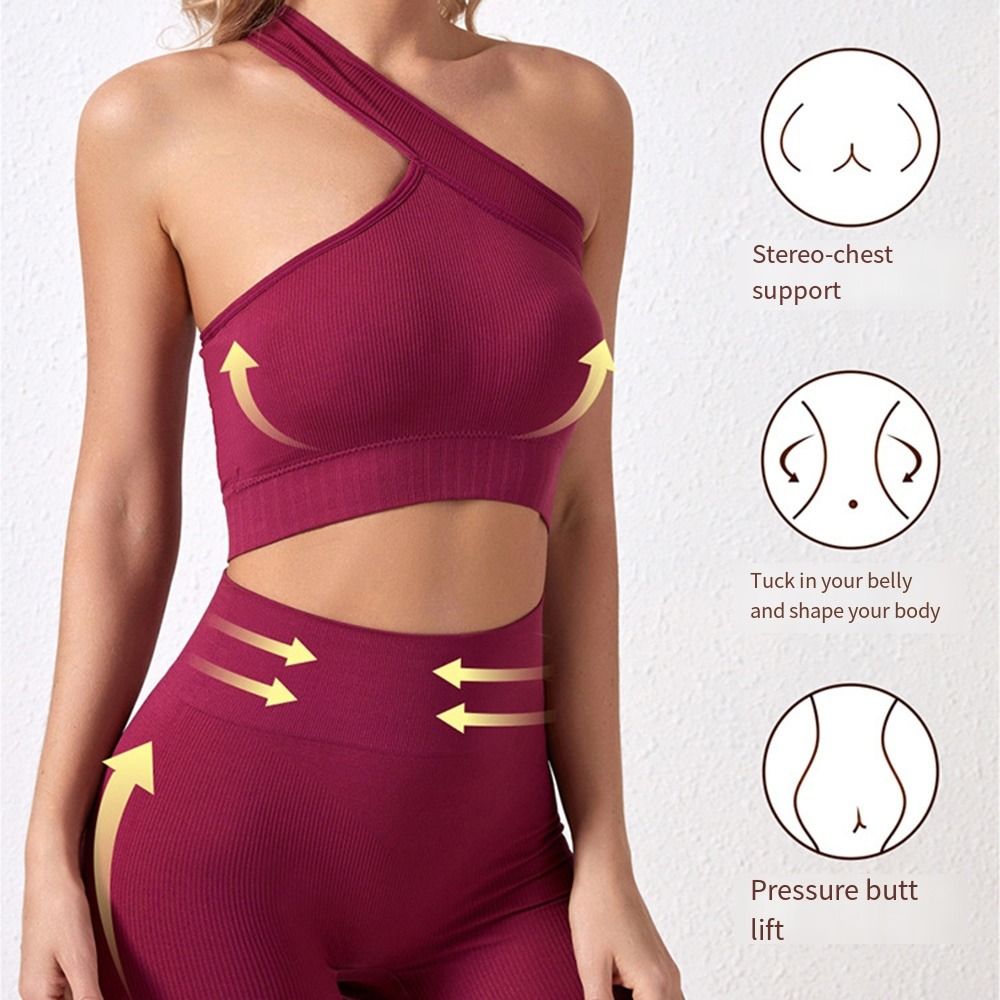 Seamless Ribbed Workout Tank Top - 2-delige comfortabele naadloze workoutset voor dames,