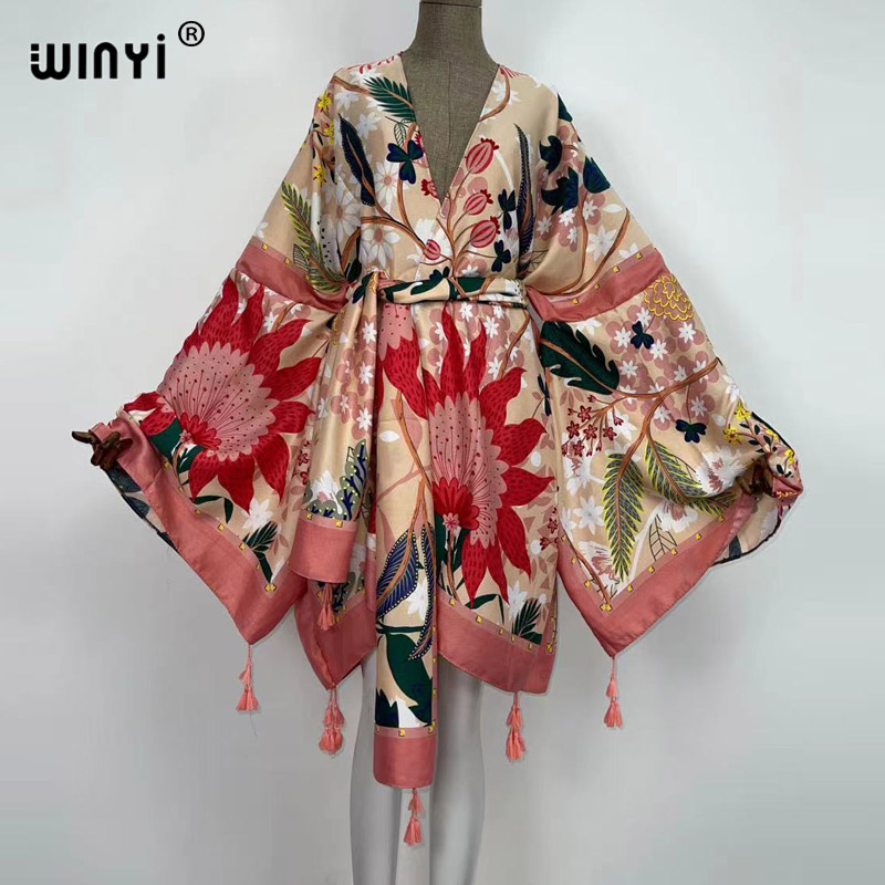 Boho Summer Beach Maxi Dress - WINYI Herfstjurken voor Dames Cardigan Losse