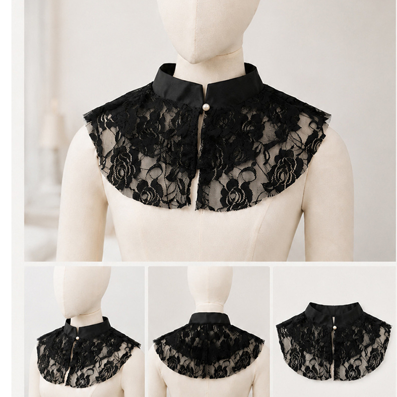 Dresses - Elegante kanten bloemenkraag, afneembare blousekraag voor