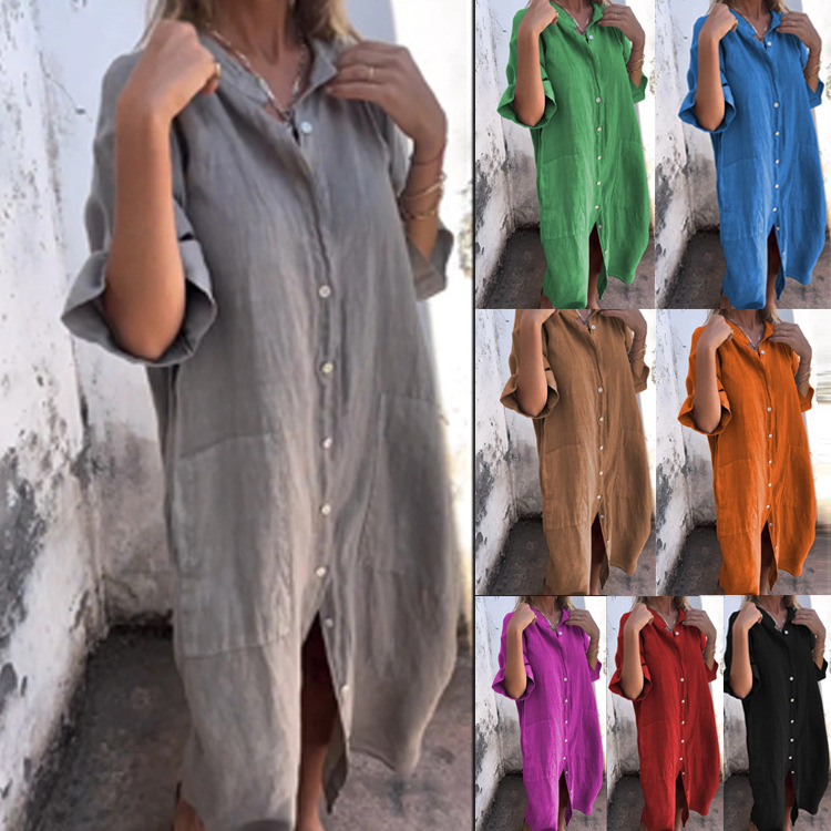 2026 Dames Old Money Shirtjurk - Casual Loose Linen Shirt Dress recensie en prijs
