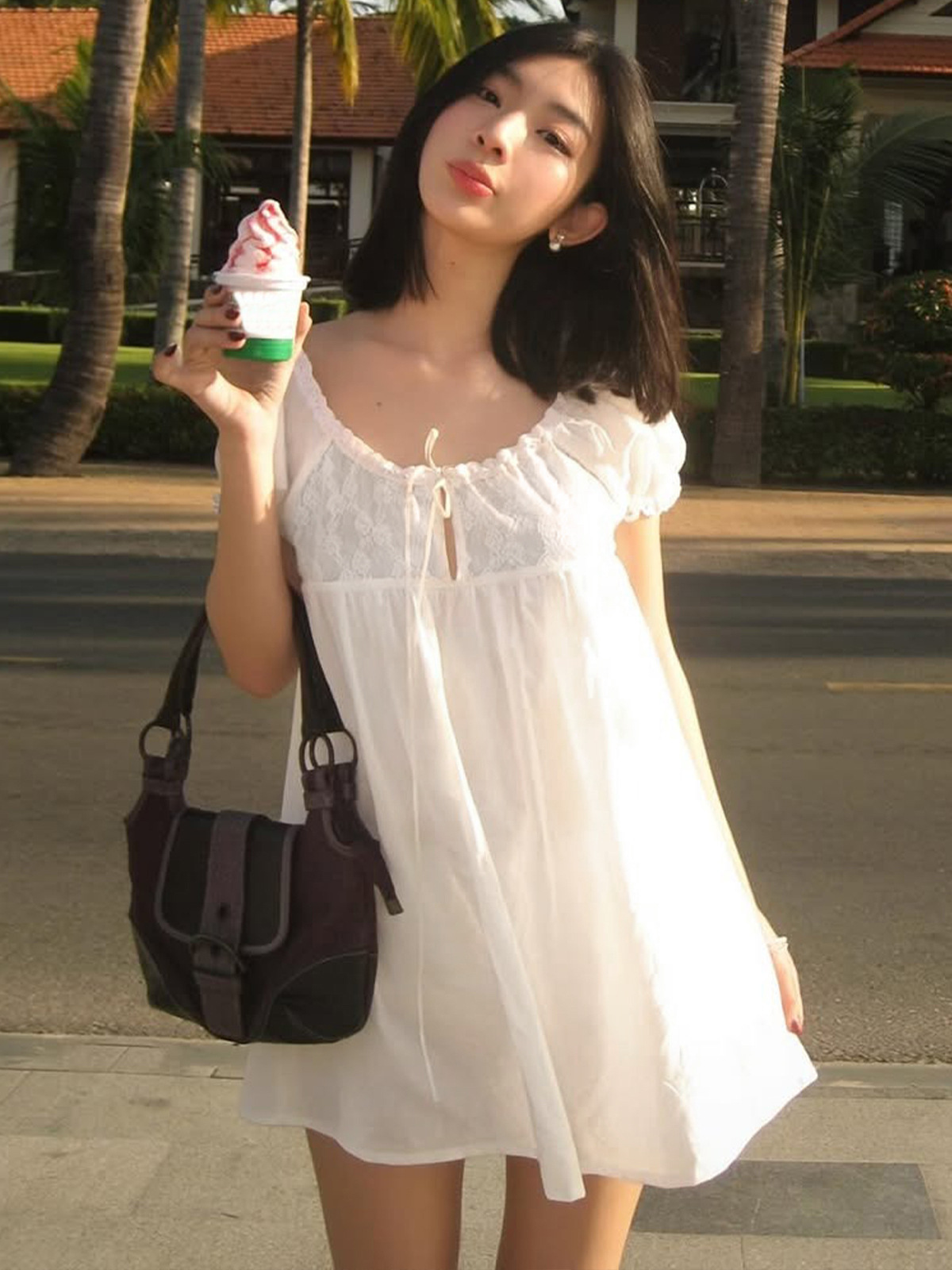 Witte off-shoulder kanten baby - Off Shoulder Puff Sleeve Sundress recensie en prijs
