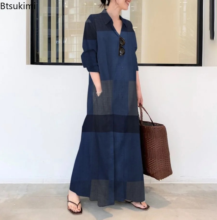 Mode Nieuwe Shirtjurk Dames Co - Casual Loose Linen Shirt Dress recensie en prijs