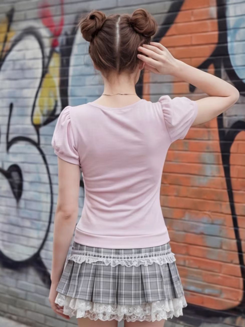 Roze kanten patchwork top voor - Skirts recensie en prijs