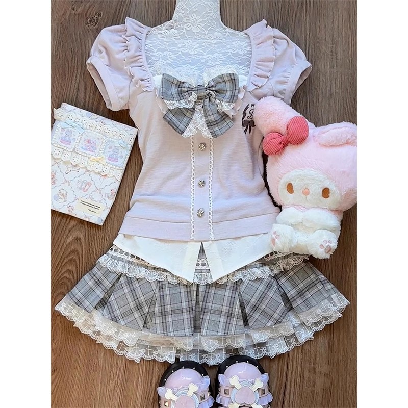 Roze kanten patchwork top voor - Skirts recensie en prijs