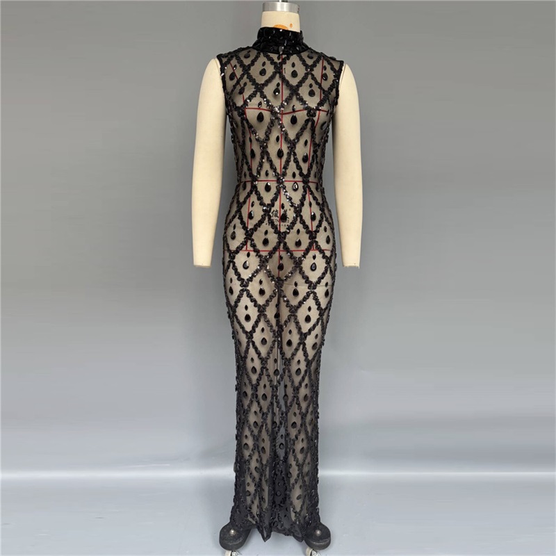 Zwarte glinsterende sexy gala  - Sexy Mesh Sheer Bodycon Dress recensie en prijs