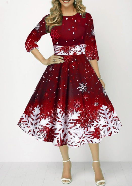 Winter Kerstjurken Dames Vinta - French Vintage Floral Midi Dress recensie en prijs