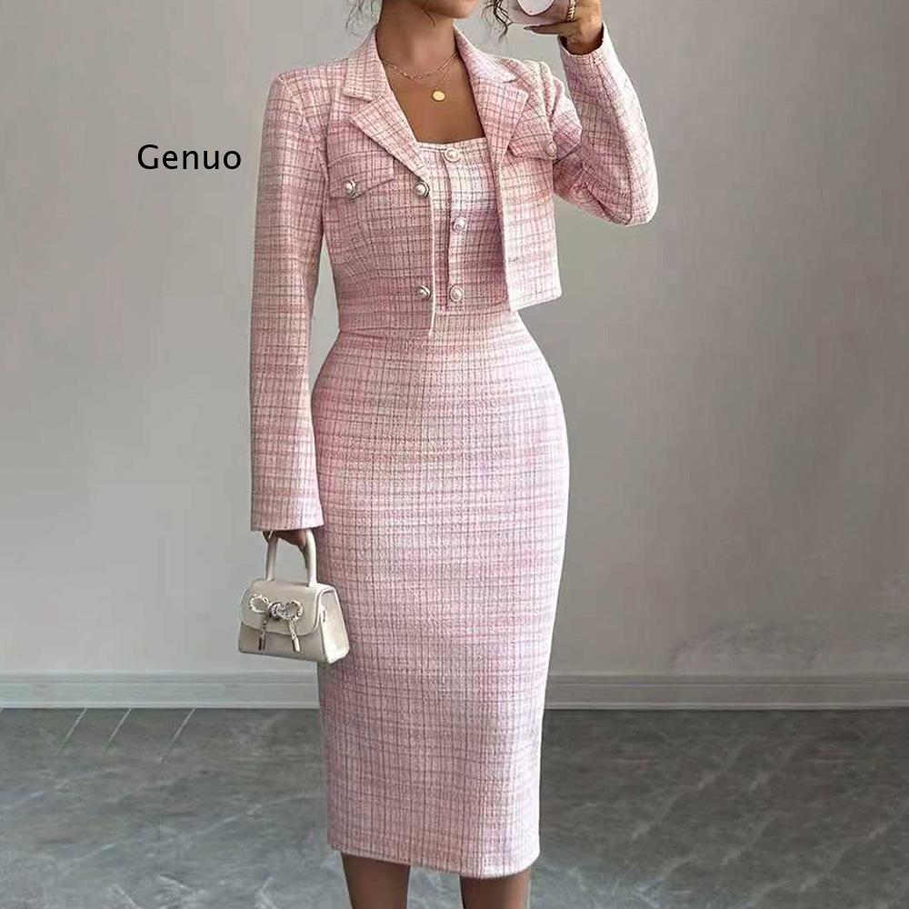 2026 Nieuwe elegante tweed twe - Tweed Two Piece Blazer Dress recensie en prijs