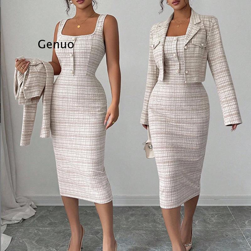 2026 Nieuwe elegante tweed twe - Tweed Two Piece Blazer Dress recensie en prijs