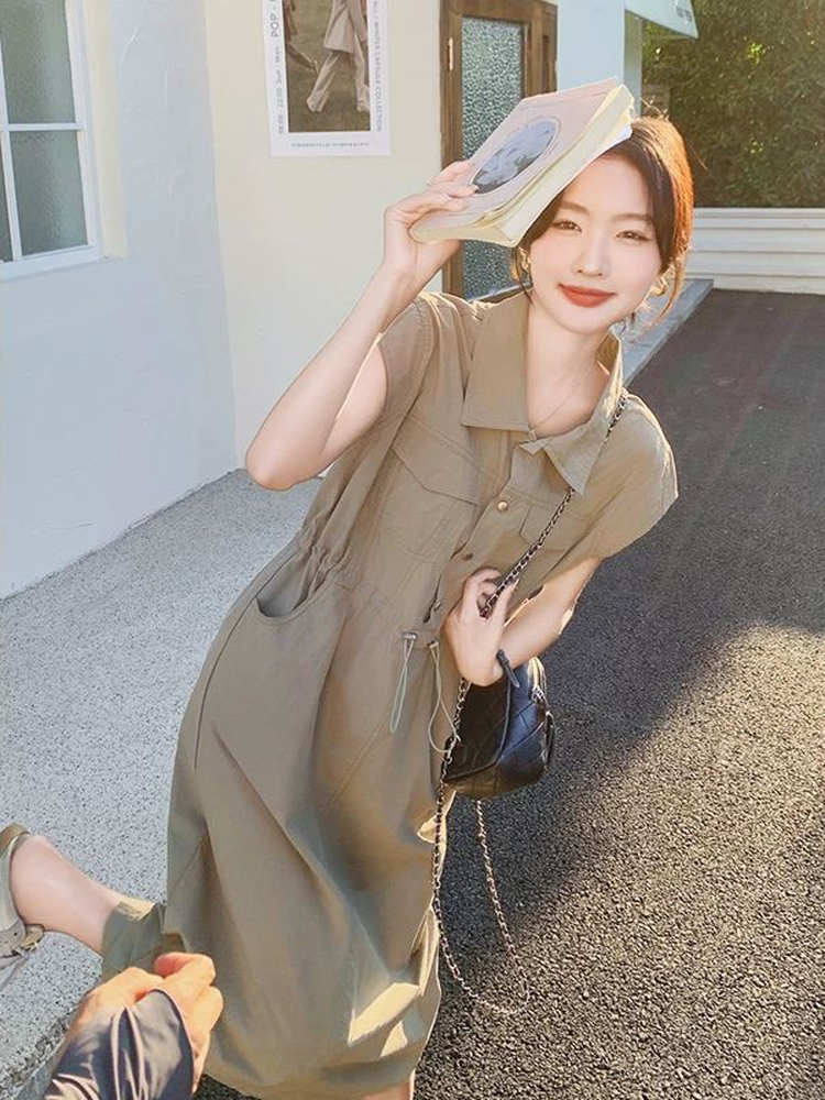 Afslankende plus size Koreaans - Korean Style A Line Shirt Dress recensie en prijs