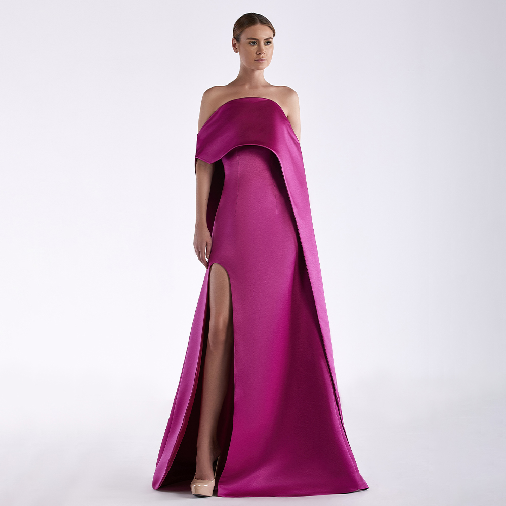 Fuchsia Satijnen Avondjurk Str - Elegant Satin Evening Gown Split recensie en prijs