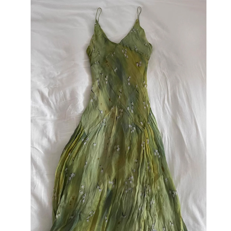 2025 Nieuwe vintage elegante F - French Vintage Floral Midi Dress recensie en prijs