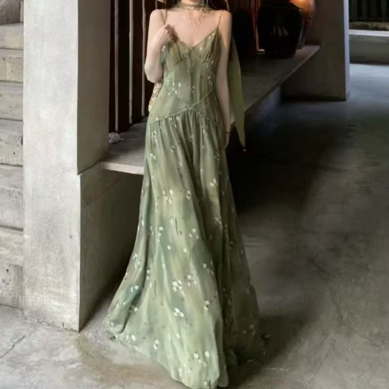 2025 Nieuwe vintage elegante F - French Vintage Floral Midi Dress recensie en prijs