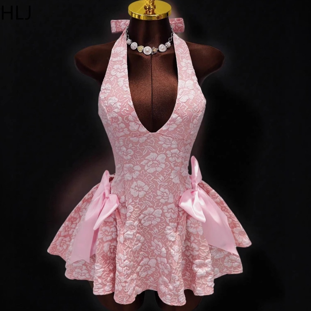 HLJ Y2K Sexy Jacquard Patchwor - Y2K Backless Halter Mini Dress recensie en prijs