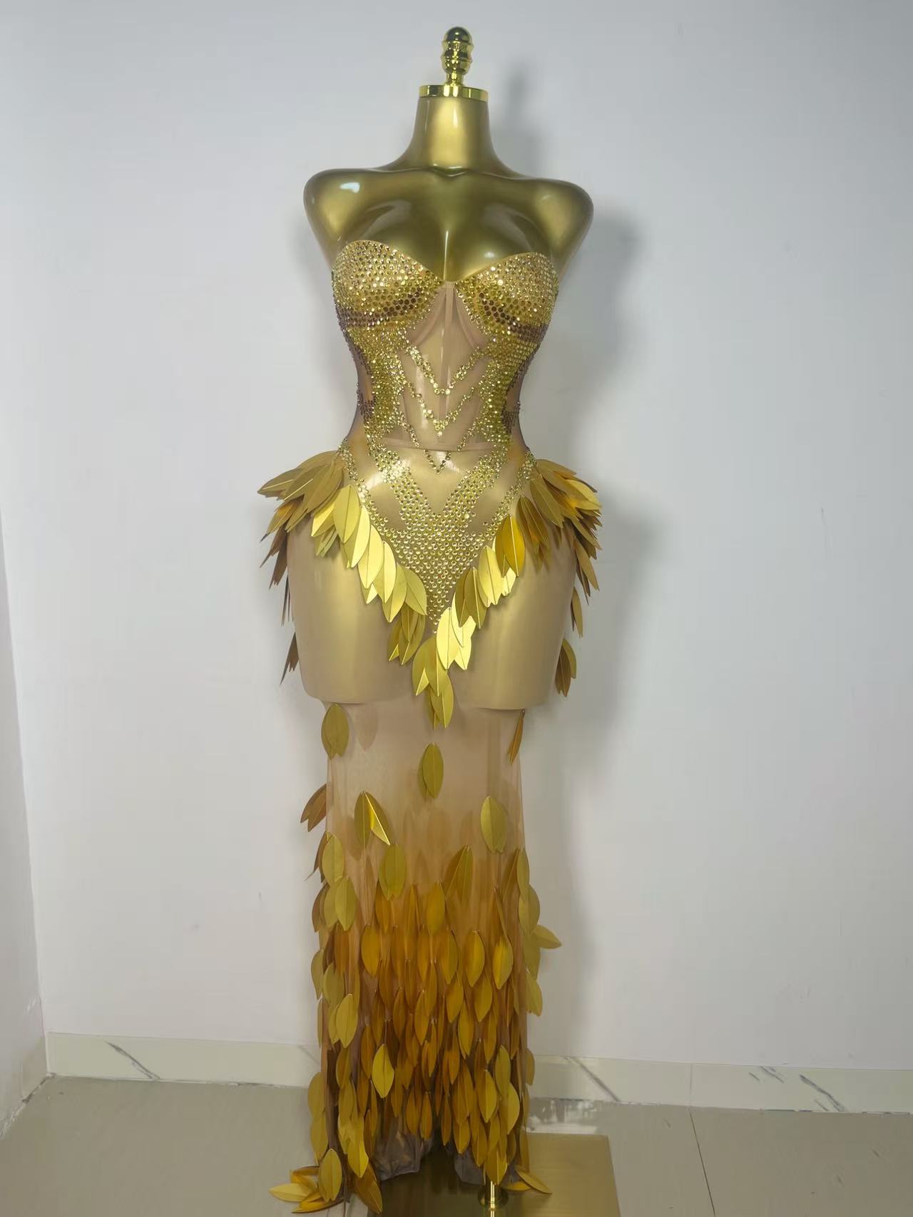 Glinsterende gouden strass-pai - Sparkly Rhinestone Club Party Dress recensie en prijs