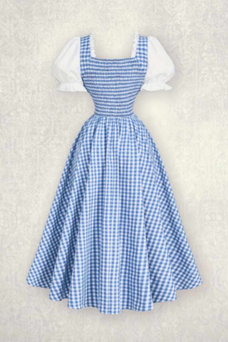 Damesmode blauw en wit raster  - French Vintage Floral Midi Dress recensie en prijs