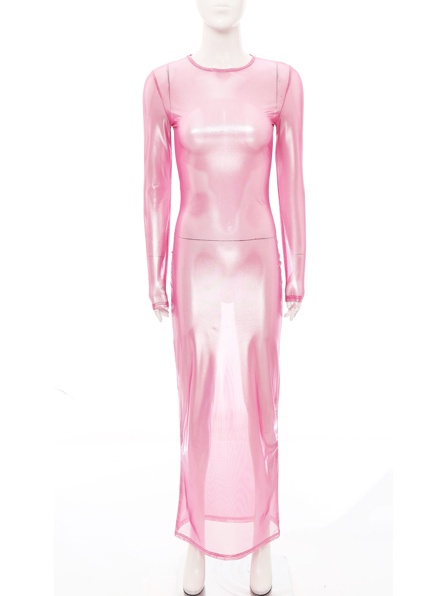 Womens glanzende metallic pure - Sexy Mesh Sheer Bodycon Dress recensie en prijs