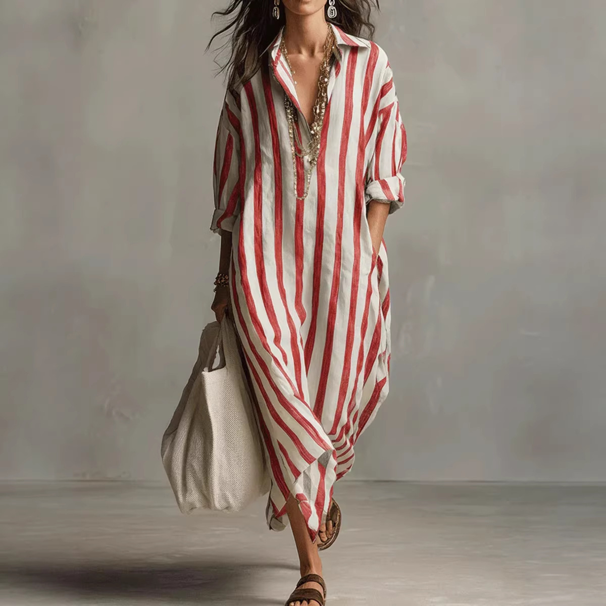 Zomerse elegante linnen shirtj - Casual Loose Linen Shirt Dress recensie en prijs